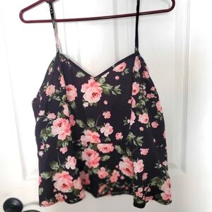 Floral Black and Pink Women's Top